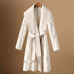 Grace - Women's Belted Shawl Collar Quilted Puffer Coat