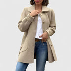 Gwendolyn - Women's Button-Front Wool Coat with Notch Collar