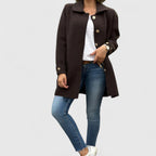 Gwendolyn - Women's Button-Front Wool Coat with Notch Collar