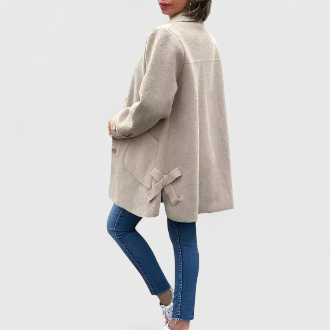 Gwendolyn - Women's Button-Front Wool Coat with Notch Collar