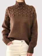Gwendolyn - Women's Cable-Knit Turtleneck Pullover