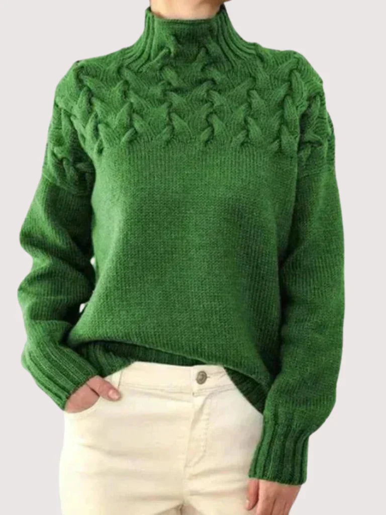 Gwendolyn - Women's Cable-Knit Turtleneck Pullover