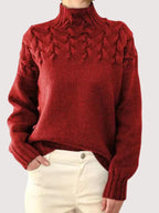 Gwendolyn - Women's Cable-Knit Turtleneck Pullover