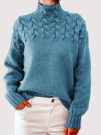 Gwendolyn - Women's Cable-Knit Turtleneck Pullover