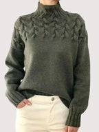 Gwendolyn - Women's Cable-Knit Turtleneck Pullover