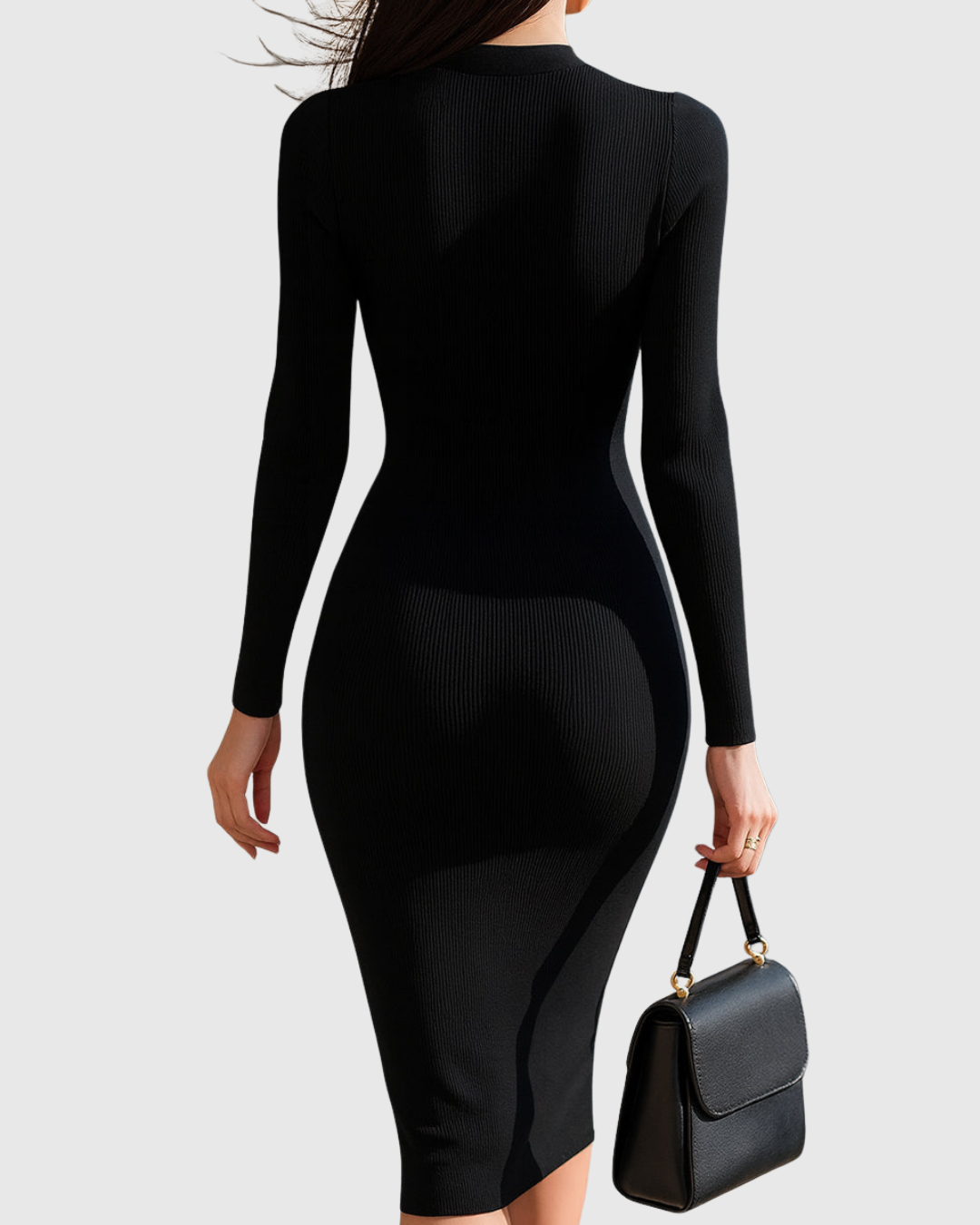 Hadley - Women's Fitted Zip-Up Midi Dress