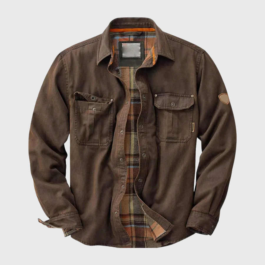 Harlan - Men's Canvas Shirt Jacket with Plaid Flannel Lining