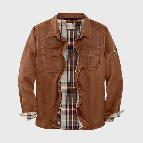 Harlan - Men's Canvas Shirt Jacket with Plaid Flannel Lining