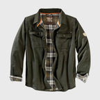 Harlan - Men's Canvas Shirt Jacket with Plaid Flannel Lining