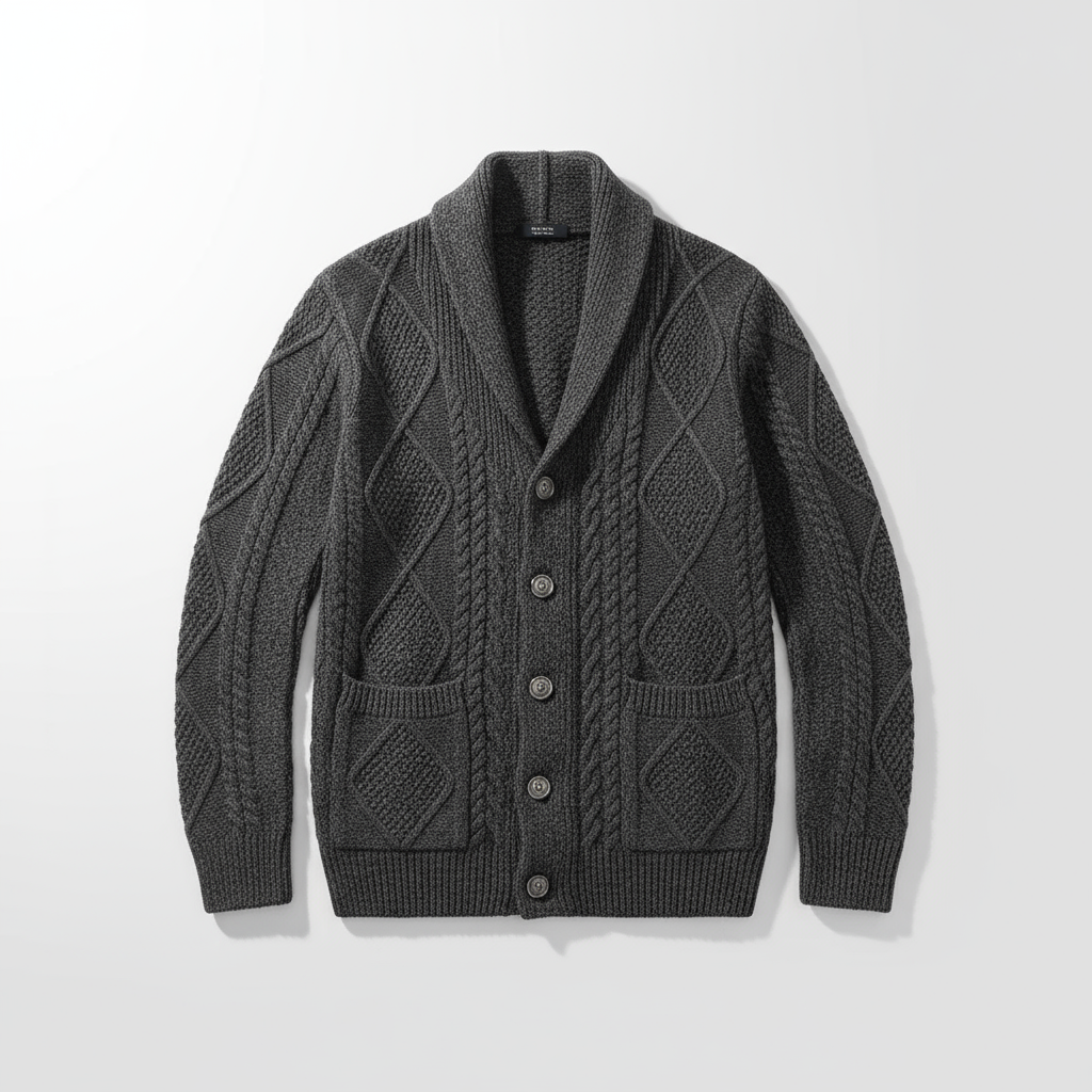 Harley - Men's Wool Cable-Knit Button-Front Cardigan