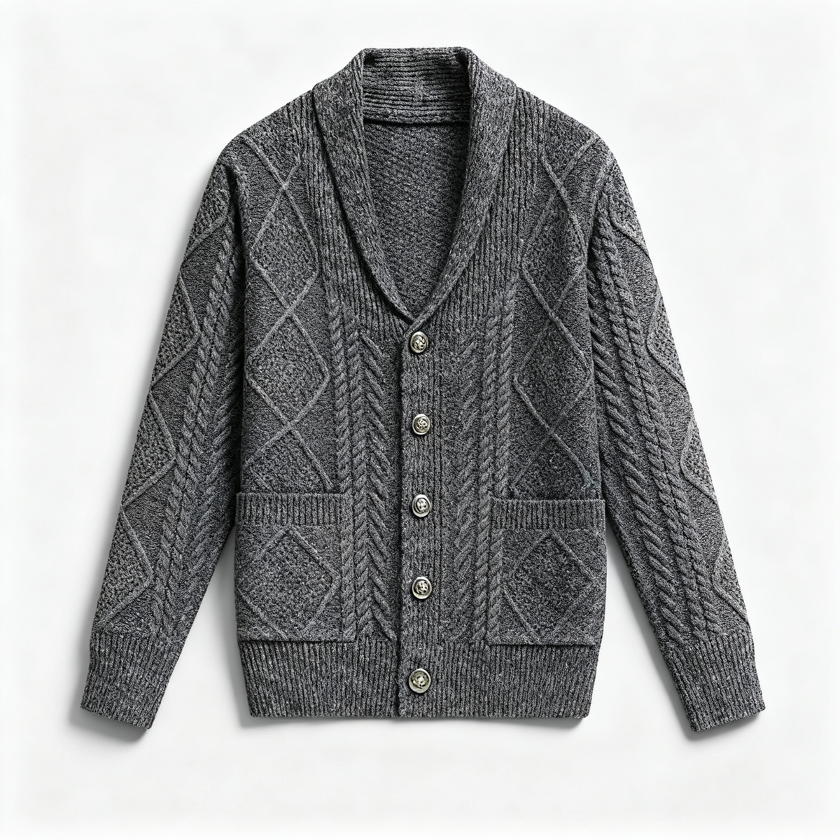 Harley - Men's Wool Cable-Knit Button-Front Cardigan