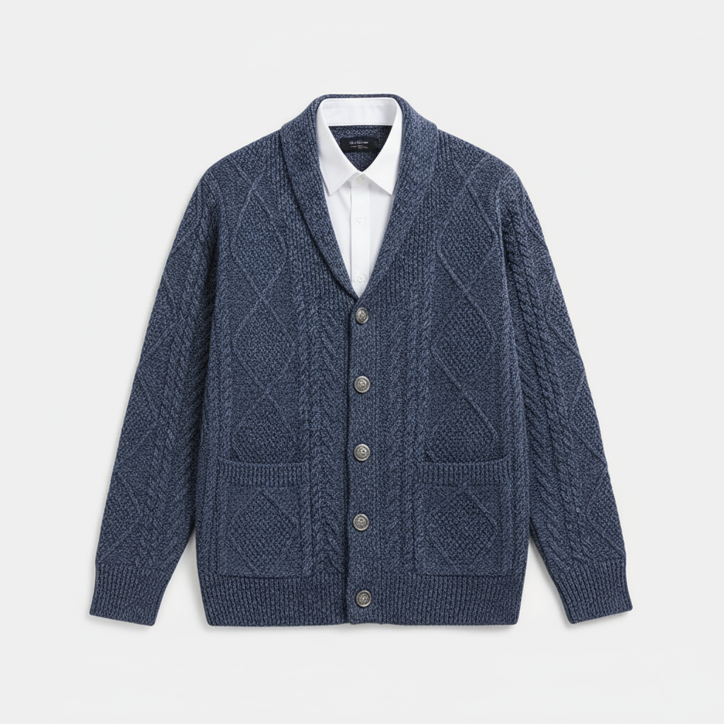 Harley - Men's Wool Cable-Knit Button-Front Cardigan