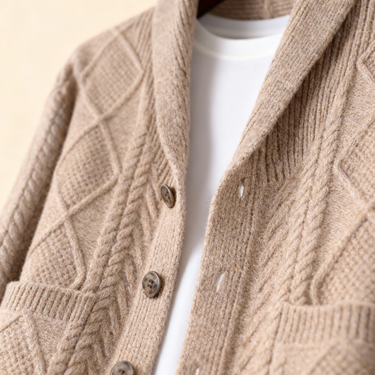 Harley - Men's Wool Cable-Knit Button-Front Cardigan