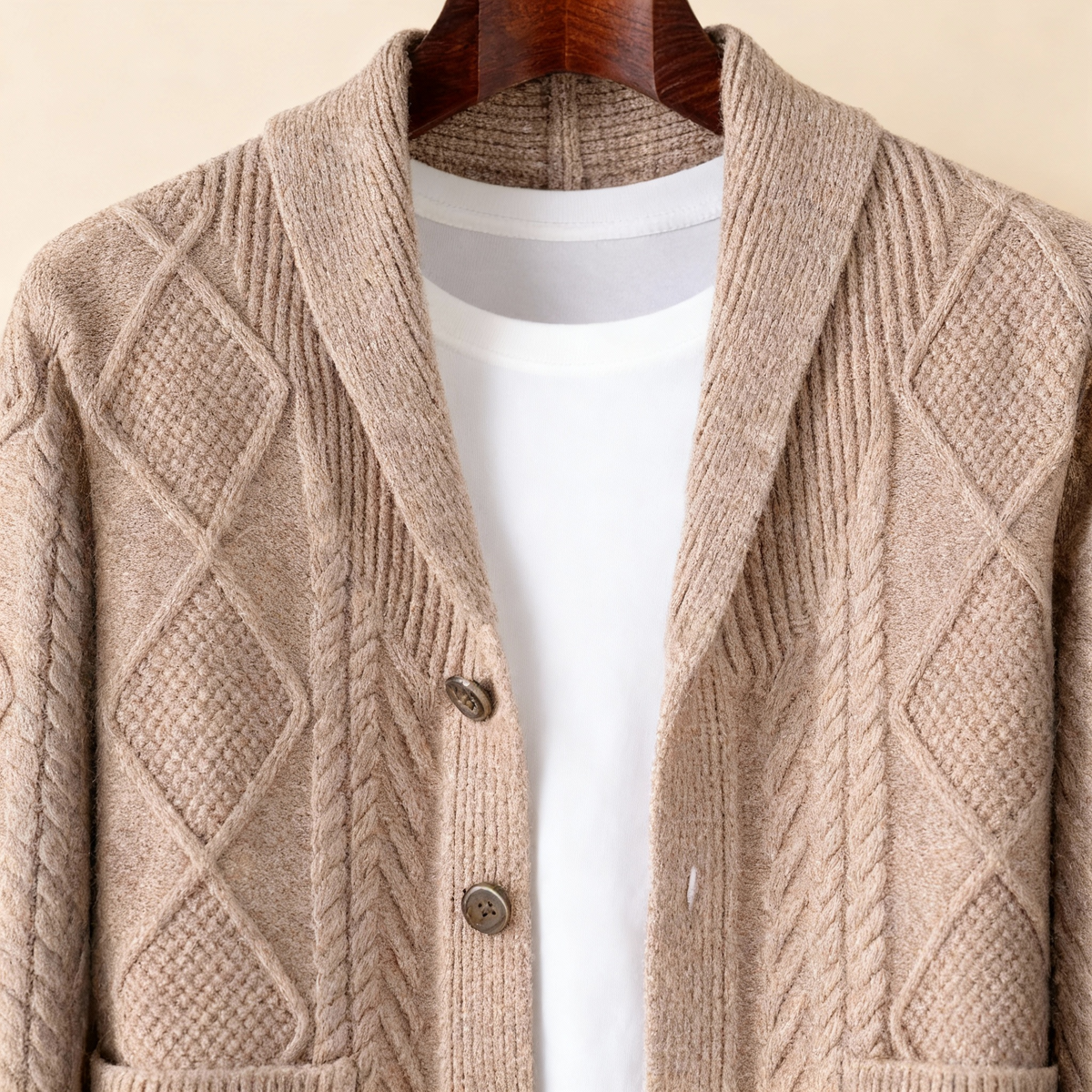 Harley - Men's Wool Cable-Knit Button-Front Cardigan