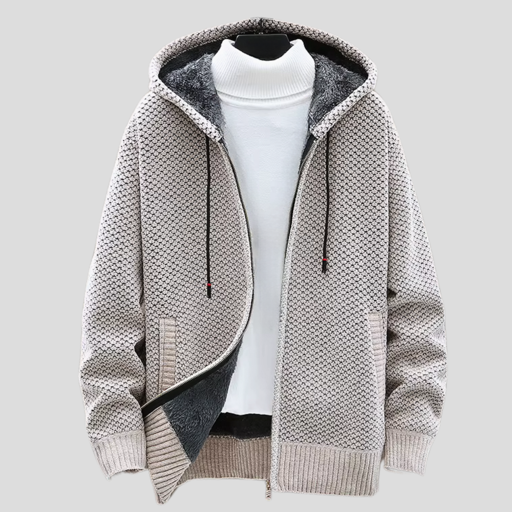 Harrison - Men's Textured Knit Hoodie with Fleece Lining