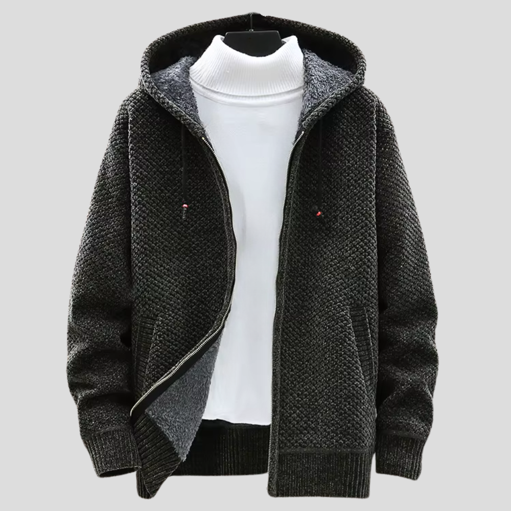 Harrison - Men's Textured Knit Hoodie with Fleece Lining