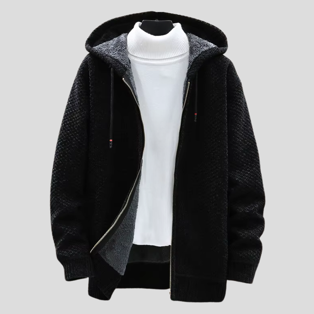 Harrison - Men's Textured Knit Hoodie with Fleece Lining