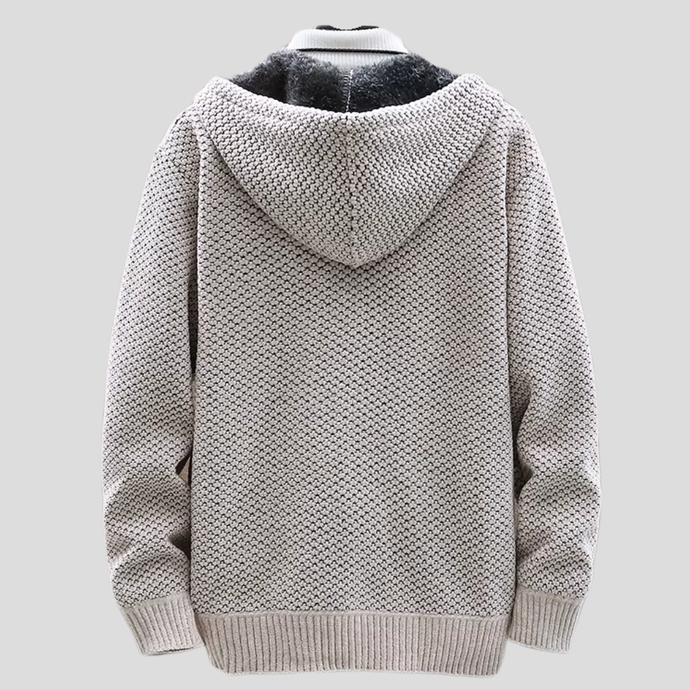 Harrison - Men's Textured Knit Hoodie with Fleece Lining