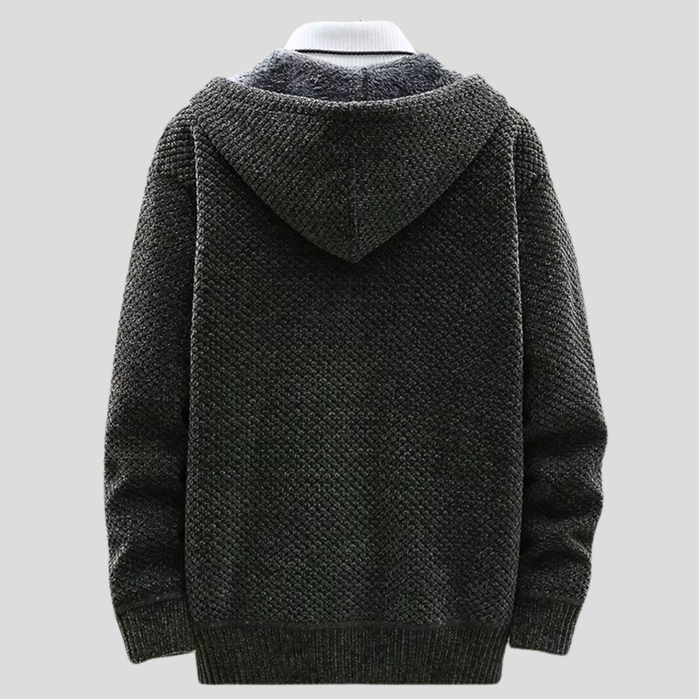 Harrison - Men's Textured Knit Hoodie with Fleece Lining