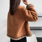 Heidi - Women's Button-Front Sherpa-Lined Faux Suede Jacket