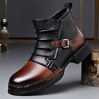 Hugo - Men's Buckle-Strap Layered Leather Ankle Boots