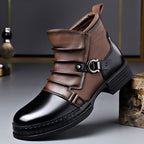 Hugo - Men's Buckle-Strap Layered Leather Ankle Boots