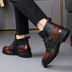 Hugo - Men's Buckle-Strap Layered Leather Ankle Boots