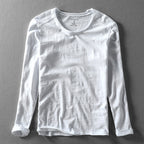 Jayden - Men's Textured Crewneck Long-Sleeve Cotton Shirt