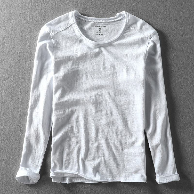 Jayden - Men's Textured Crewneck Long-Sleeve Cotton Shirt
