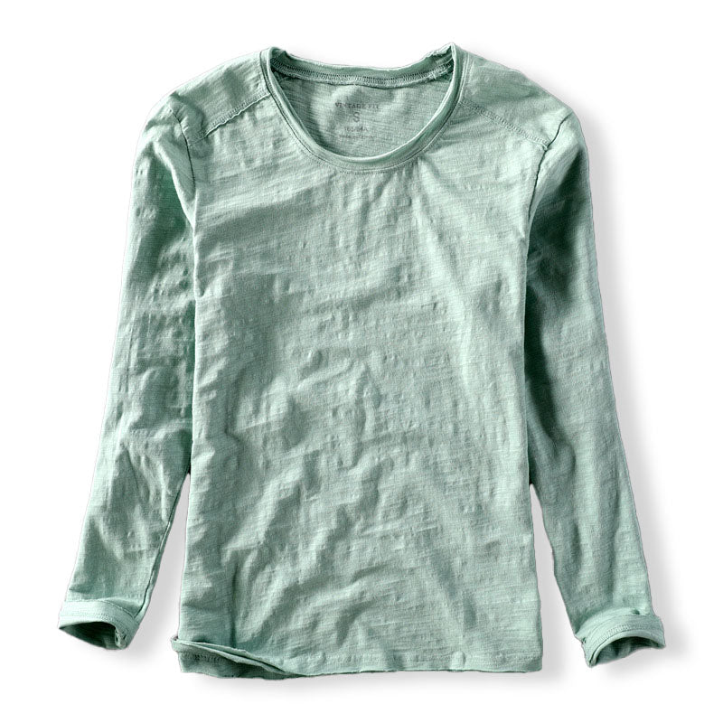 Jayden - Men's Textured Crewneck Long-Sleeve Cotton Shirt