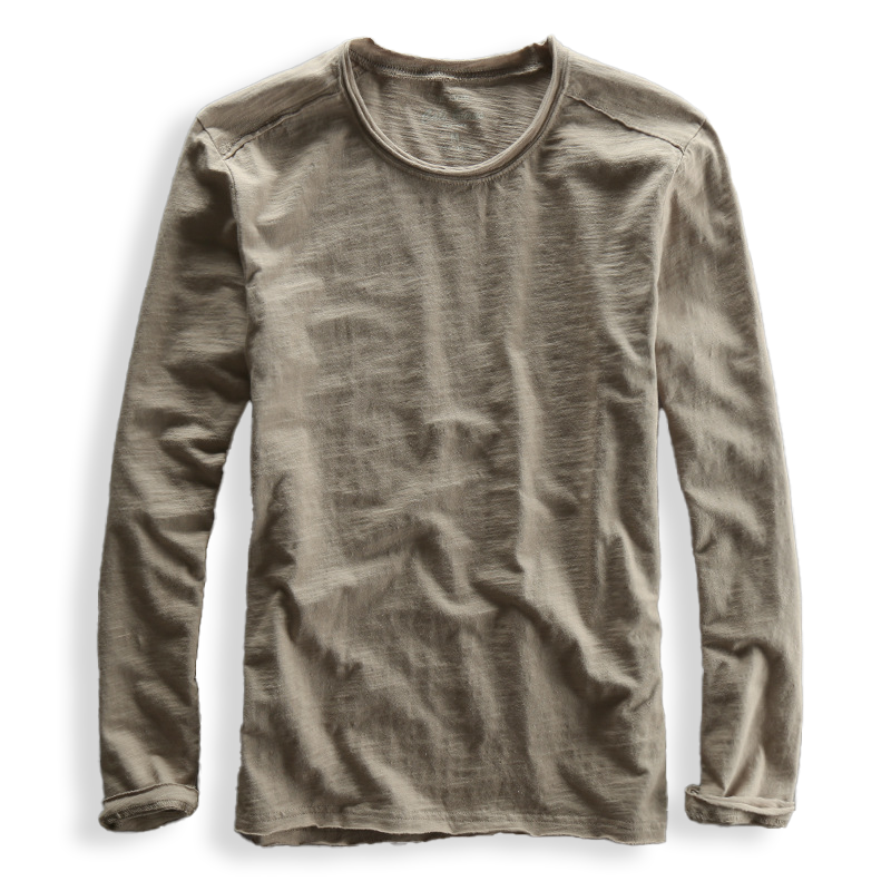 Jayden - Men's Textured Crewneck Long-Sleeve Cotton Shirt
