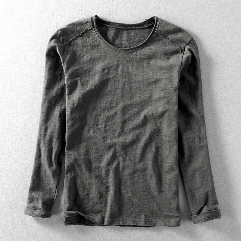Jayden - Men's Textured Crewneck Long-Sleeve Cotton Shirt