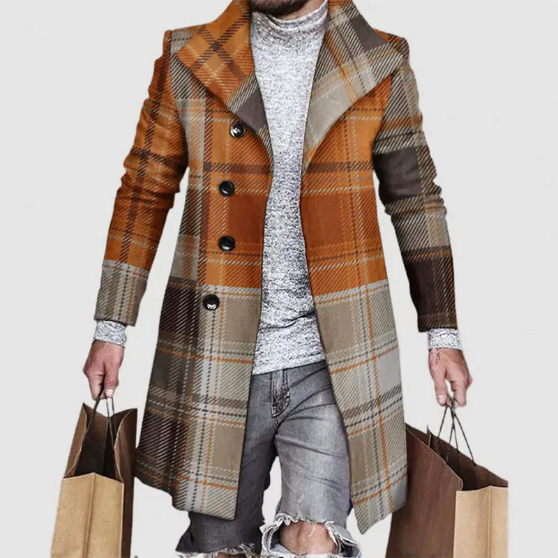 Joseph - Men's Plaid Notch-Lapel Longline Overcoat