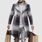 Joseph - Men's Plaid Notch-Lapel Longline Overcoat