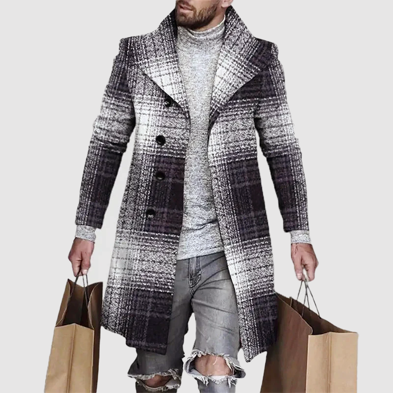 Joseph - Men's Plaid Notch-Lapel Longline Overcoat