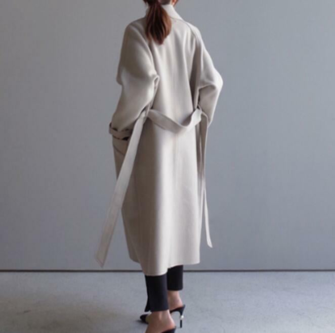 Kate - Women's Oversized Double-Breasted Wool Coat with Belt