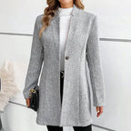 Kathie - Women's Ribbed Longline Blazer with Single Button