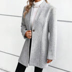 Kathie - Women's Ribbed Longline Blazer with Single Button