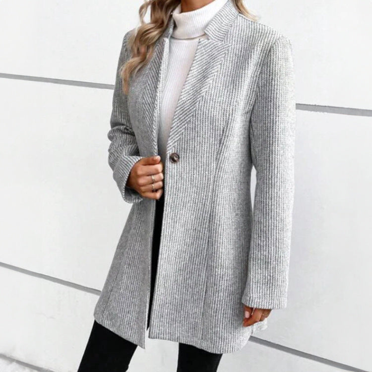Kathie - Women's Ribbed Longline Blazer with Single Button