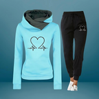 Kendra - Women's Heartbeat Graphic Hoodie Jogger Set