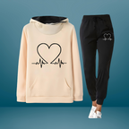 Kendra - Women's Heartbeat Graphic Hoodie Jogger Set