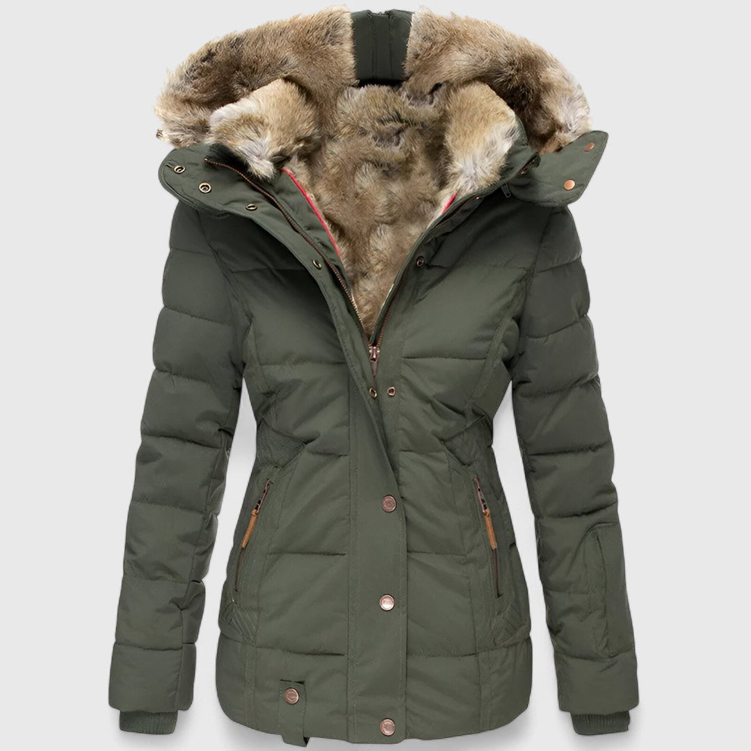 Kestrel - Women's Quilted Hooded Parka with Faux Fur Lining