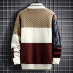Larkin - Men's Patchwork Knit Sweater with Mock Neck