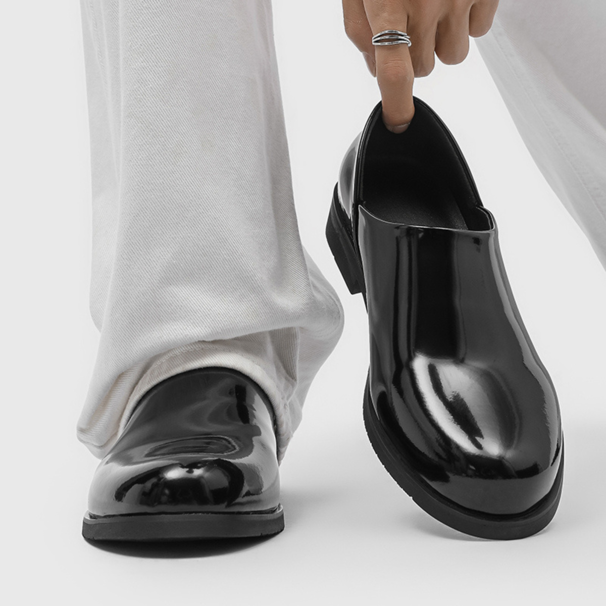 Leo - Men's Polished Leather Slip-On Loafers