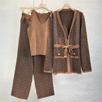 Lily  - Women's 3-Piece Geometric Knit Co-Ord Set