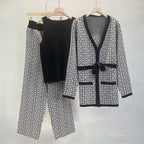 Lily  - Women's 3-Piece Geometric Knit Co-Ord Set