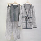 Lily  - Women's 3-Piece Geometric Knit Co-Ord Set