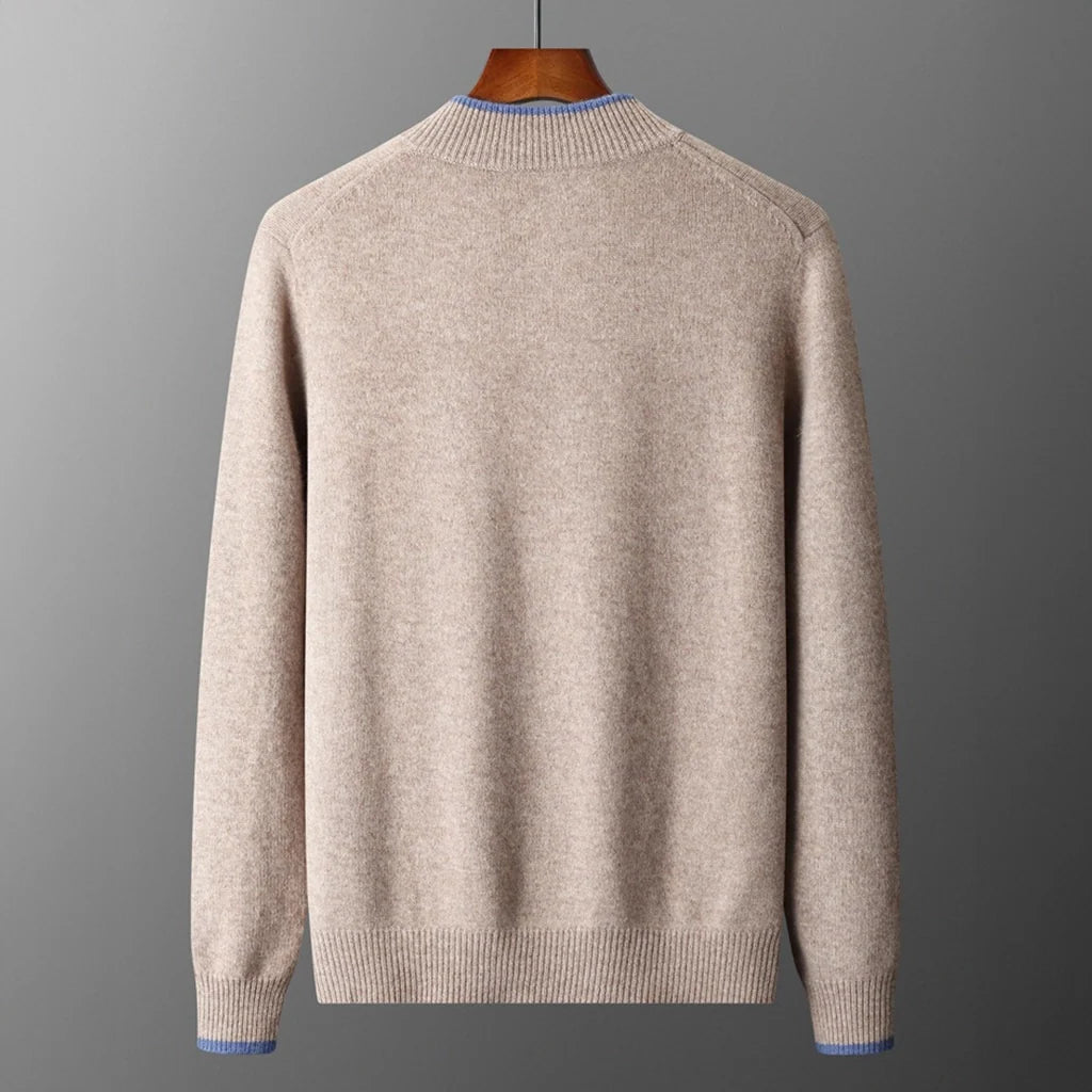 Lincoln - Men's Cashmere Zip Cardigan with Ribbed Collar and Cuffs