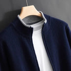 Lincoln - Men's Cashmere Zip Cardigan with Ribbed Collar and Cuffs