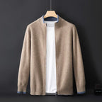 Lincoln - Men's Cashmere Zip Cardigan with Ribbed Collar and Cuffs